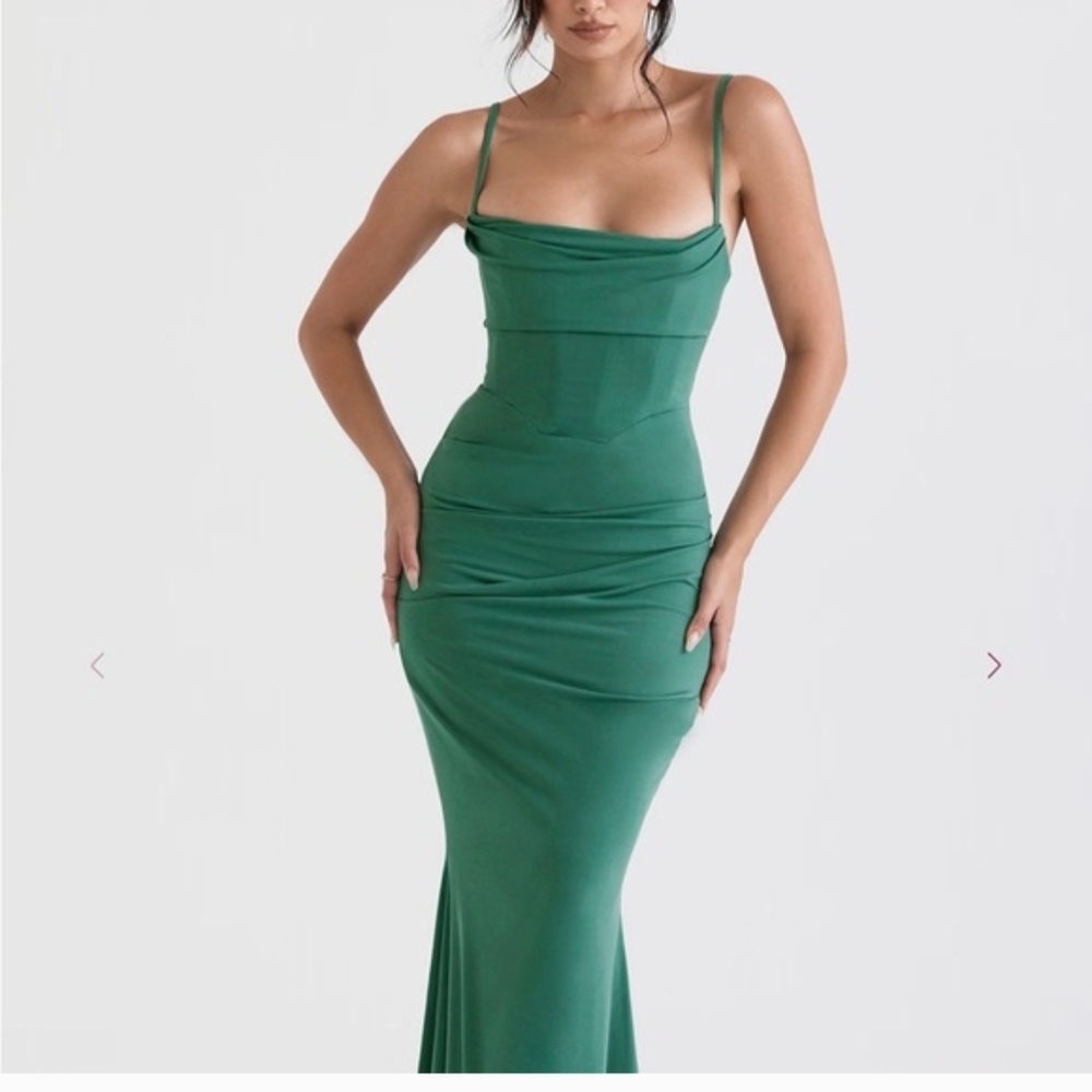 House of CB Emerald Green Cowl Neck Maxi Dress